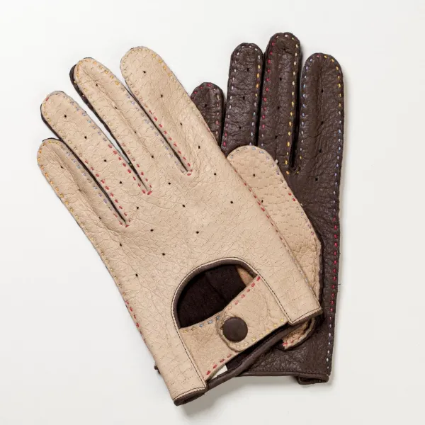 Thomas Riemer Wien Perforated Glove "Salzburgring" Made Of Peccary Leather