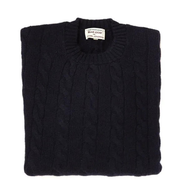 William Lockie Plait Jumper "Chirnside Cable" In Pure Scottish 4 Ply Cashmere Sweater