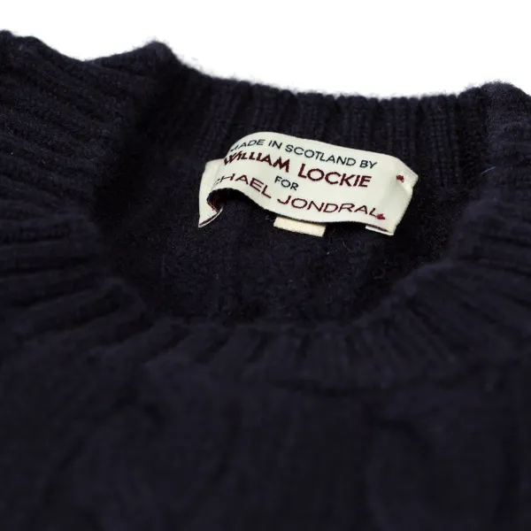 William Lockie Plait Jumper "Chirnside Cable" In Pure Scottish 4 Ply Cashmere Sweater