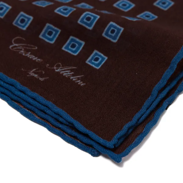 Cesare Attolini Pure Wool Pocket Square "Medaglioni Incornicato