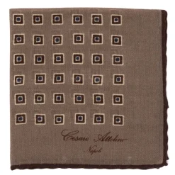 Cesare Attolini Pure Wool Pocket Square "Medaglioni Incornicato