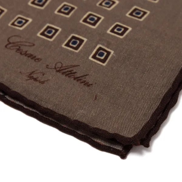 Cesare Attolini Pure Wool Pocket Square "Medaglioni Incornicato