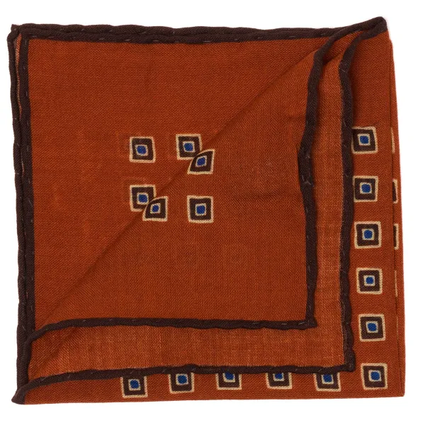 Cesare Attolini Pure Wool Pocket Square "Medaglioni Incornicato