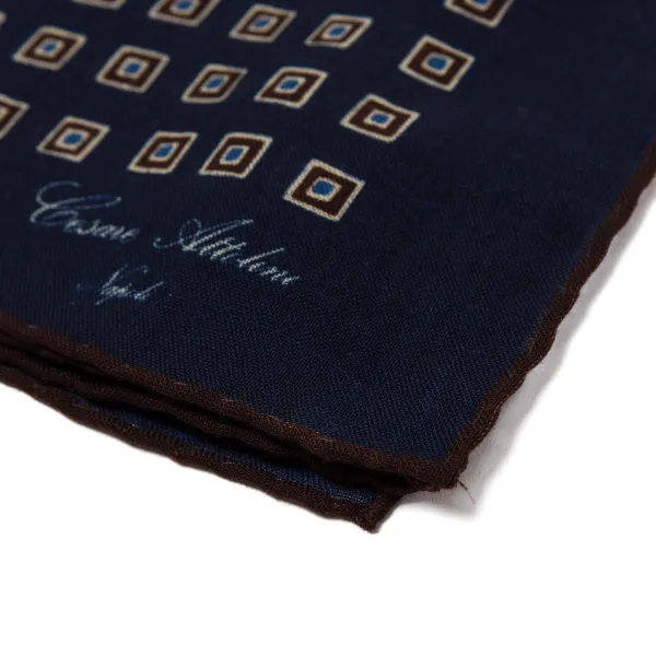 Cesare Attolini Pure Wool Pocket Square "Medaglioni Incornicato