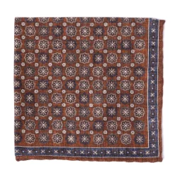 Manifatture Rosi Rosi Collection X Mj: Pocket Square "Medallion Double Print" In Pure S