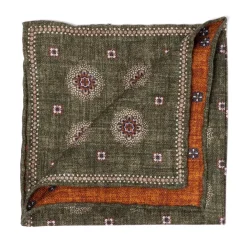 Manifatture Rosi Rosi Collection X Mj: Pocket Square "New Flower Double Print" In Pure