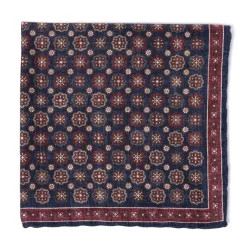 Manifatture Rosi Rosi Collection X Mj: Pocket Square "Medallion Double Print" In Pure S
