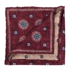 Manifatture Rosi Rosi Collection X Mj: Pocket Square "New Flower Double Print" In Pure