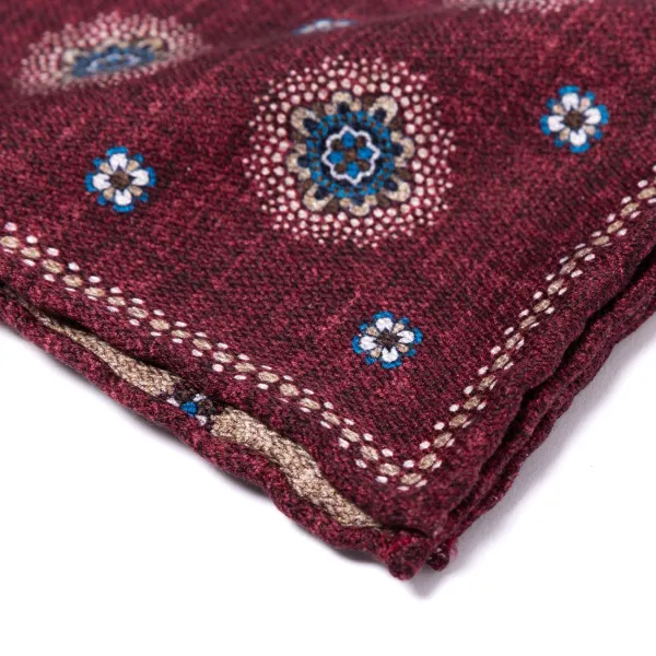 Manifatture Rosi Rosi Collection X Mj: Pocket Square "New Flower Double Print" In Pure