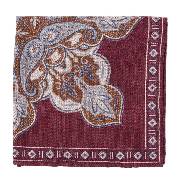 Manifatture Rosi Rosi Collection X Mj: Pocket Square "Paisley Square Double Print" In P