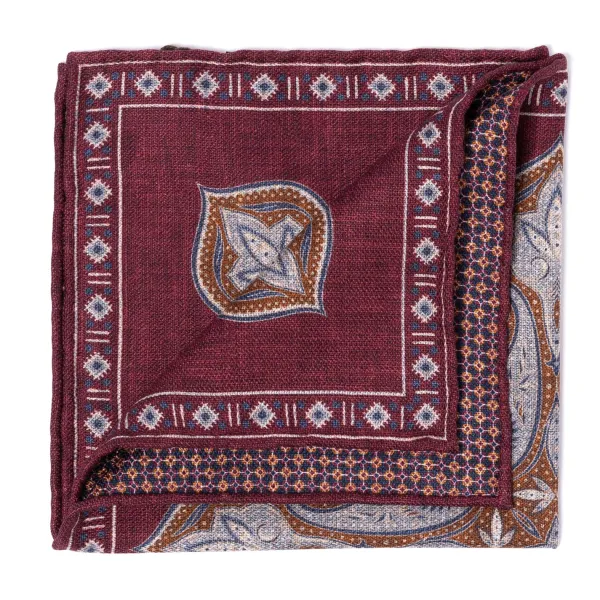 Manifatture Rosi Rosi Collection X Mj: Pocket Square "Paisley Square Double Print" In P