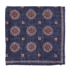Manifatture Rosi Rosi Collection X Mj: Pocket Square "New Flower Double Print" In Pure