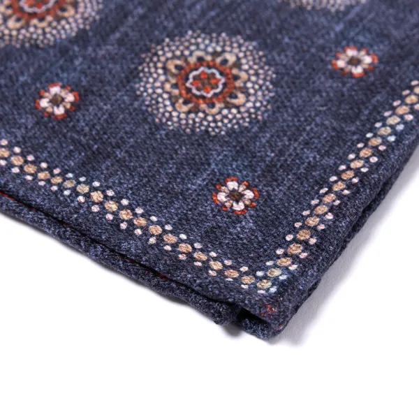 Manifatture Rosi Rosi Collection X Mj: Pocket Square "New Flower Double Print" In Pure