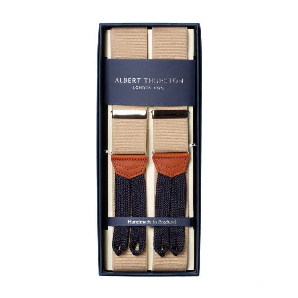Albert Thurston Sand-Colored Elastic Suspenders To Button
