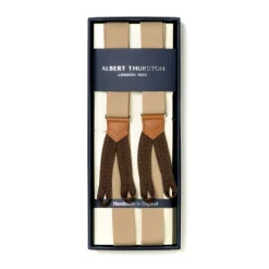 Albert Thurston Sand-Colored Elastic Suspenders To Button