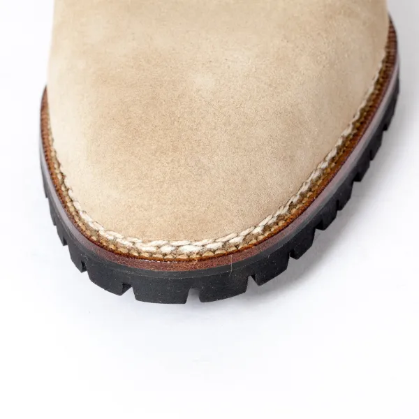 Saint Crispin's Sand-Colored "Saddle" Oxford Suede With Brown Saddle Made Of Calfskin "Russian Calf"