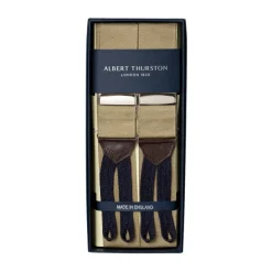 Albert Thurston Sand-Colored Suspenders "Rigid Plain" To Button