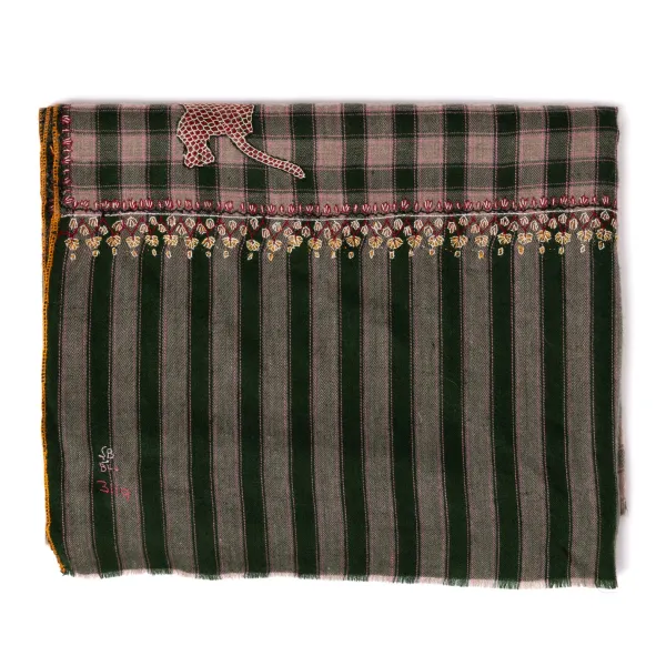 Yaser Shaw Scarf "Bareilly" Made Of Finest Hand Embroidered Pashmina Cashmere - P