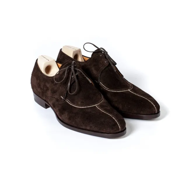 Saint Crispin's Serie! Derby "French Norwegian" Made Of Dark Brown Suede
