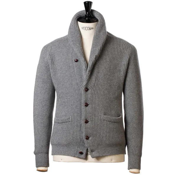 William Lockie Shawl-Collar Cardigan "Shawl-Windsor" Made Of Pure Scottish 6 Ply Cash