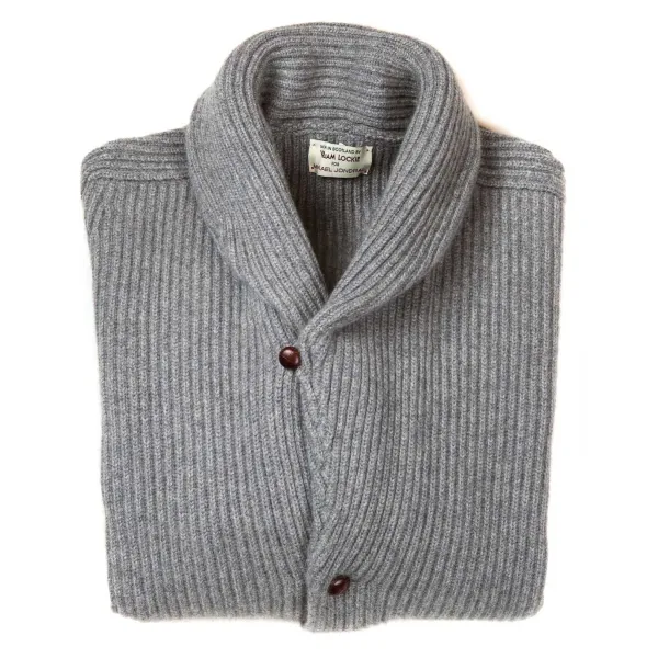 William Lockie Shawl-Collar Cardigan "Shawl-Windsor" Made Of Pure Scottish 6 Ply Cash