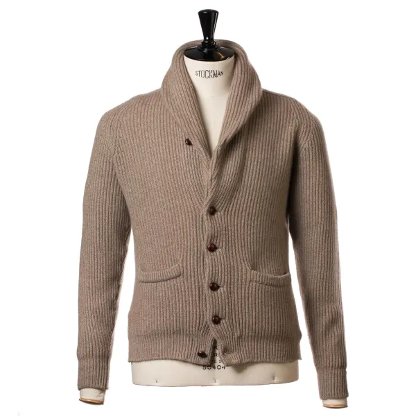 William Lockie Shawl-Collar Cardigan "Shawl-Windsor" Made Of Pure Scottish 6 Ply Cash