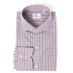 Finamore 1925 Shirt "Scacchi Reali" In Finest Alumo Cotton - Collo Eduardo