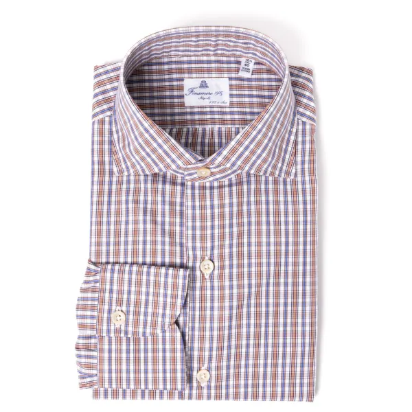 Finamore 1925 Shirt "Scacchi Reali" In Finest Alumo Cotton - Collo Eduardo
