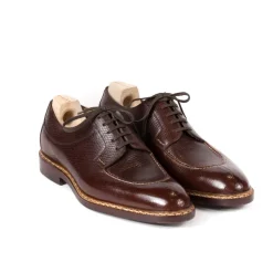 Saint Crispin's Split Toe-Derby In Dark Brown Calfskin "Russian Calf" - Purely Handcra