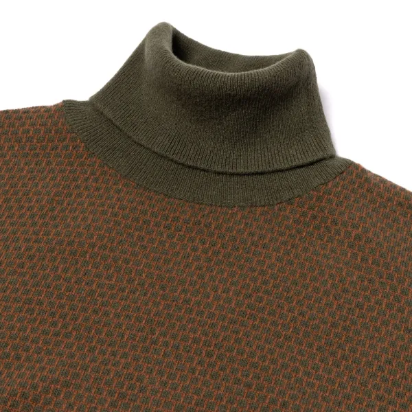 Brigatelli dal 1922 Square-Jacquard Merino Wool And Cashmere Turtleneck Sweater - 1 Ply Ca