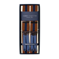 Albert Thurston Striped Elastic Suspenders "New Regimental" To Button