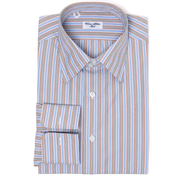 Cesare Attolini Striped Shirt "Linee Colorate" Made Of Finest Cotton By Alumo - Collo