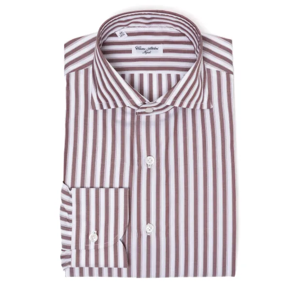 Cesare Attolini Striped Shirt "Multipla Righe" In Fine Cotton Twill From Carlo Riva -