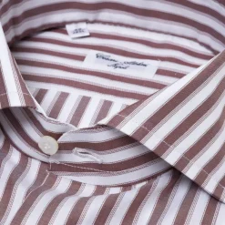 Cesare Attolini Striped Shirt "Multipla Righe" In Fine Cotton Twill From Carlo Riva -