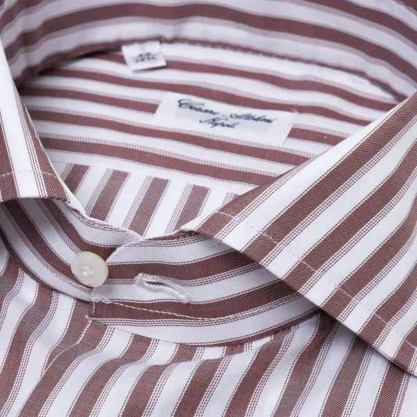 Cesare Attolini Striped Shirt "Multipla Righe" In Fine Cotton Twill From Carlo Riva -