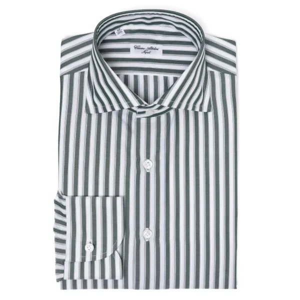 Cesare Attolini Striped Shirt "Multipla Righe" In Fine Cotton Twill From Carlo Riva -