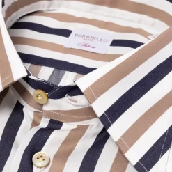 Borriello Striped Shirt "Naples Nobility" With Cocktail Cuff - Handmade