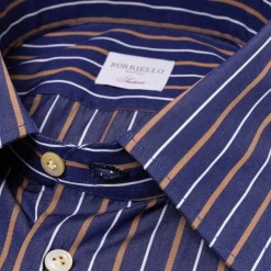 Borriello Striped Shirt "Naples Nobility" With Cocktail Cuff - Handmade