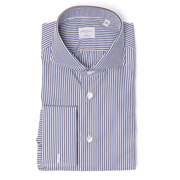 Borriello Striped Shirt "Stile Londra" With Double Cuff - Handmade