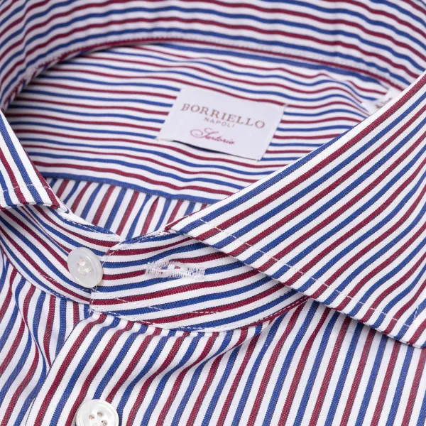 Borriello Striped Shirt "Stile Londra" With Double Cuff - Handmade