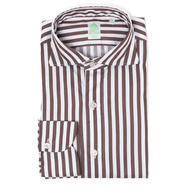 Finamore 1925 Striped Sports Shirt "Strisce Dei Borboni" In Pure Cotton - Collo Simo
