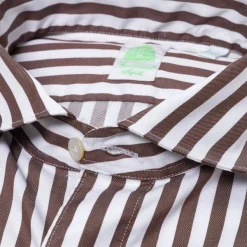 Finamore 1925 Striped Sports Shirt "Strisce Dei Borboni" In Pure Cotton - Collo Simo