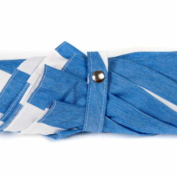 Maglia Striped Sun Umbrella "Picknick" With Handle Made Of Chestnut Root