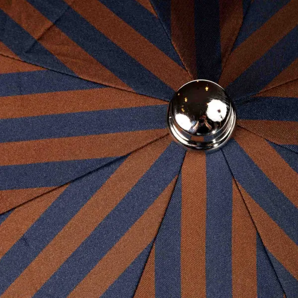 Maglia Striped Telescopic Umbrella "Regimental" With Leather Handle