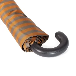 Maglia Striped Telescopic Umbrella "Regimental" With Leather Handle