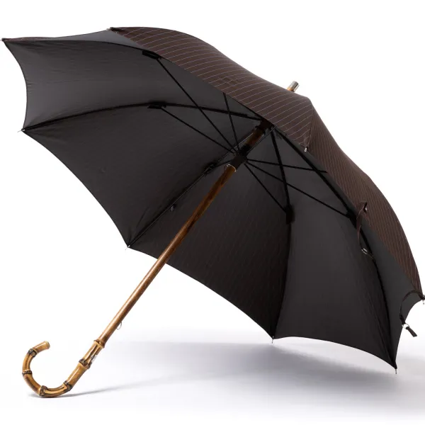 Maglia Striped Umbrella "Lord" With Solid Wood Frame And Bamboo Wood Handle