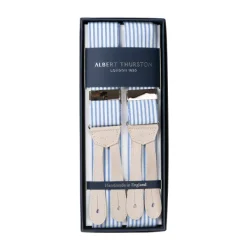 Albert Thurston Suspenders "Seersucker Stripe" With Flat Ends In Nubuck Leather To But