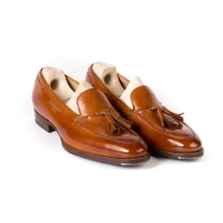 Saint Crispin's Tassel Loafer Made Of Cognac-Colored Calfskin - Purely Handcrafted
