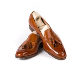 Saint Crispin's Tassel Loafer Made Of Cognac-Colored Calfskin - Purely Handcrafted