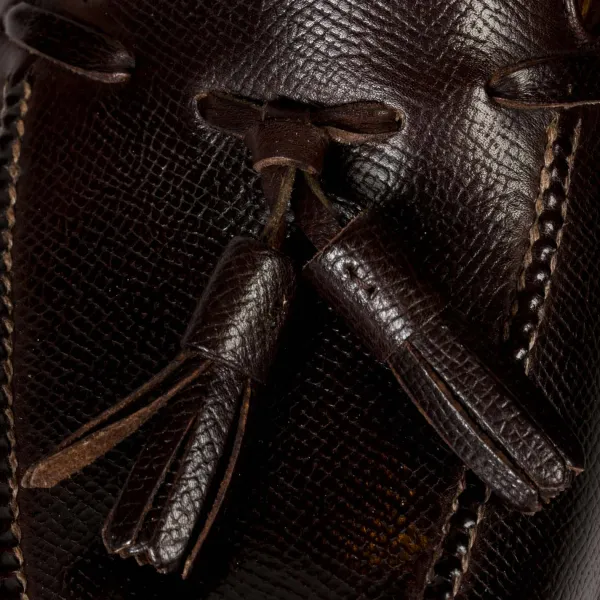 Saint Crispin's Tassel Loafer "Split Toe" Made Of Brown Grained Calfskin - Purely Hand